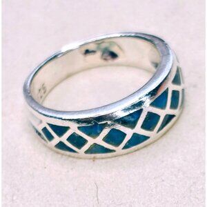 Vintage Artisan Made Lapis Lazuli 925 Sterling Silver Ring size 4.5